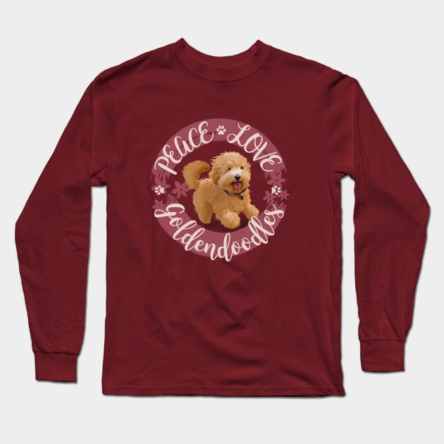 Peace, Love, Goldendoodles Long Sleeve T-Shirt by EdifyEra